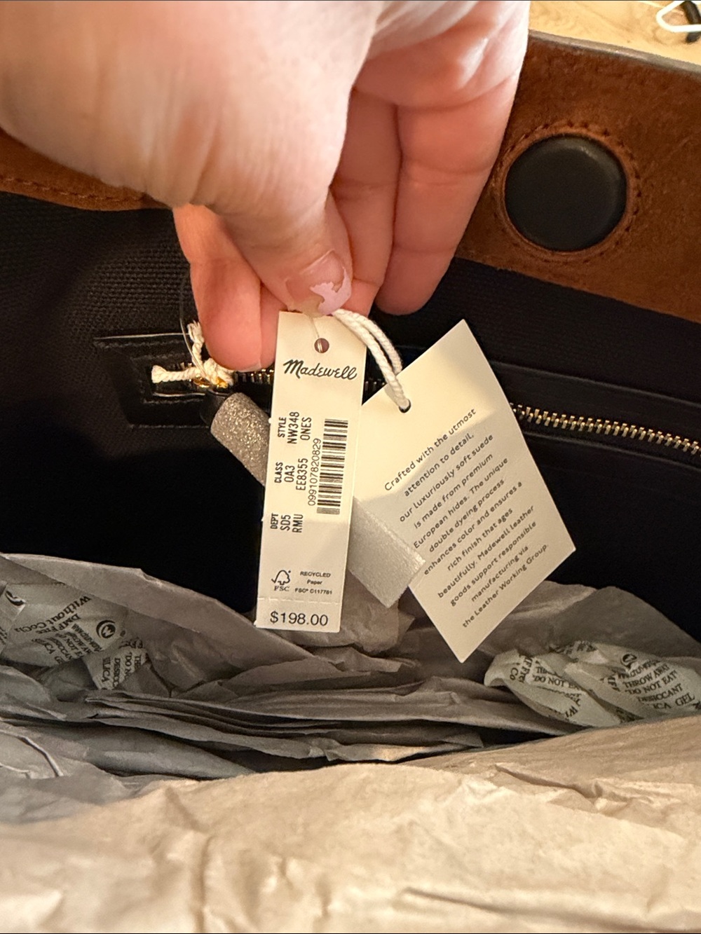 Madewell Chestnut Suede Shoulder Bag with Black Strap - Picture 5 of 8